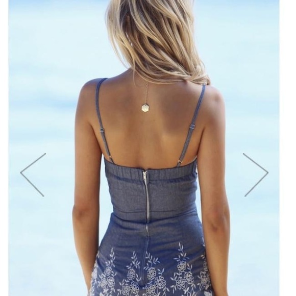 Hello Molly Denim with White Detailing Girl Power Playsuit Size 8 (AUS) - Picture 3 of 8